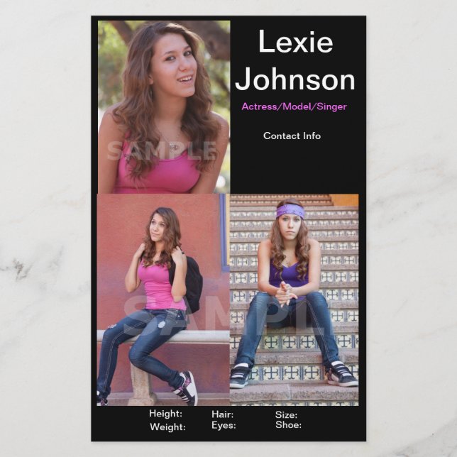 Einseitige HeadShot Comp-Karte für Modelle oder Sc Flyer (Vorne)