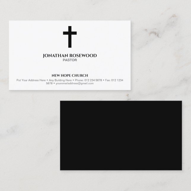Einseitige Minimalistische Kirche | Pastor und Min Visitenkarte (Vorne/Hinten)