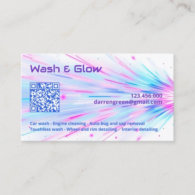 Einseitiger Autowascher QR Visitenkarte (Vorderseite)