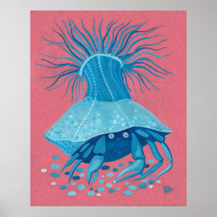 Einsiedlerkrebs Meer Ozean Unterwasser Tiere Maler Poster