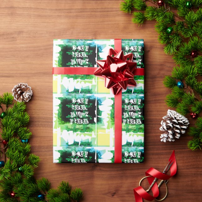Einst ein Rebell, immer ein Rebell blau grün Geschenkpapier (Feiertagsgeschenk)