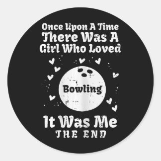 Einst liebte das Mädchen Bowling Girls Kinder ster Runder Aufkleber