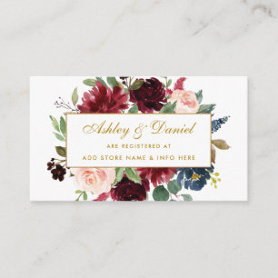 Einsteckkarte BG für das Hochzeitburgundy Blue Gol Begleitkarte