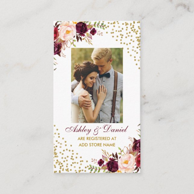 Einsteckkarte BG für das Hochzeitburgundy-Foto Begleitkarte (Vorderseite)