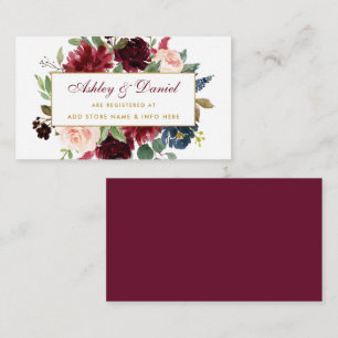 Einsteckkarte für das Hochzeitburgundy Blue Gold Begleitkarte