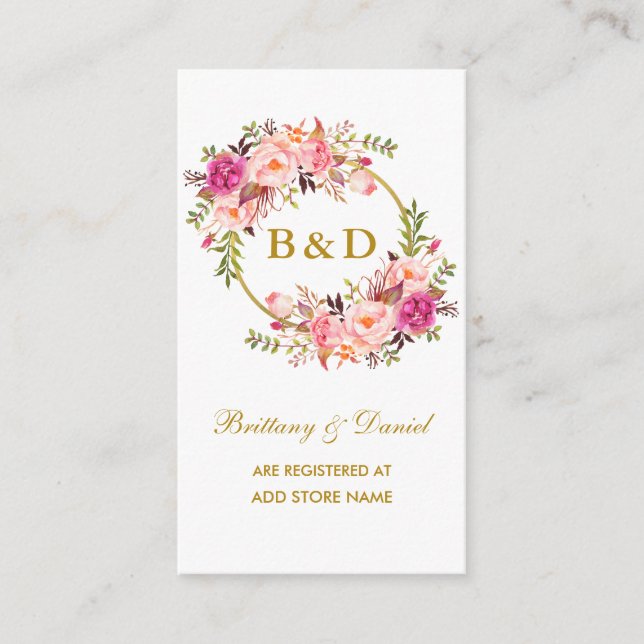 Einsteckkarte für das Hochzeitrosa Blumenkranz Begleitkarte (Vorderseite)