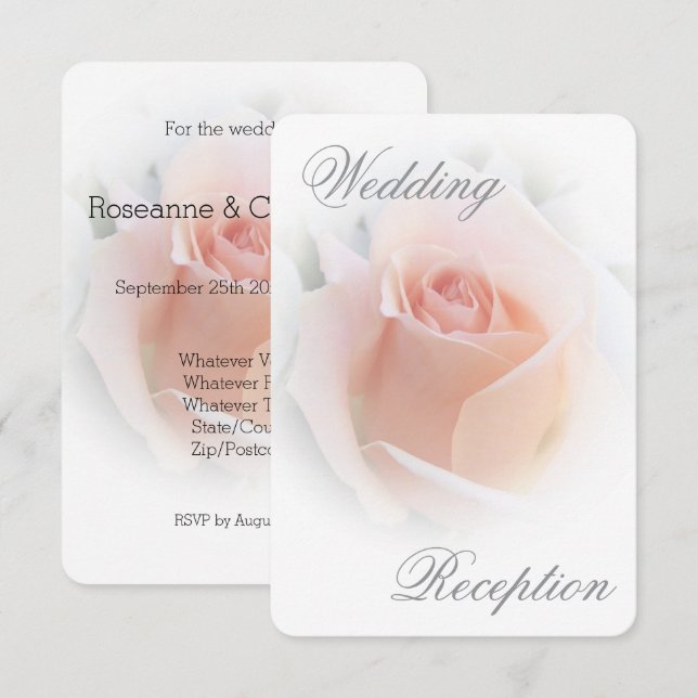 Einsteckkarte für den Hochzeitstich Peach-Rosenkno Begleitkarte (Vorne/Hinten)