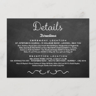 Einsteckkarte für Hochzeitdetails   Modern Chalkbo Begleitkarte