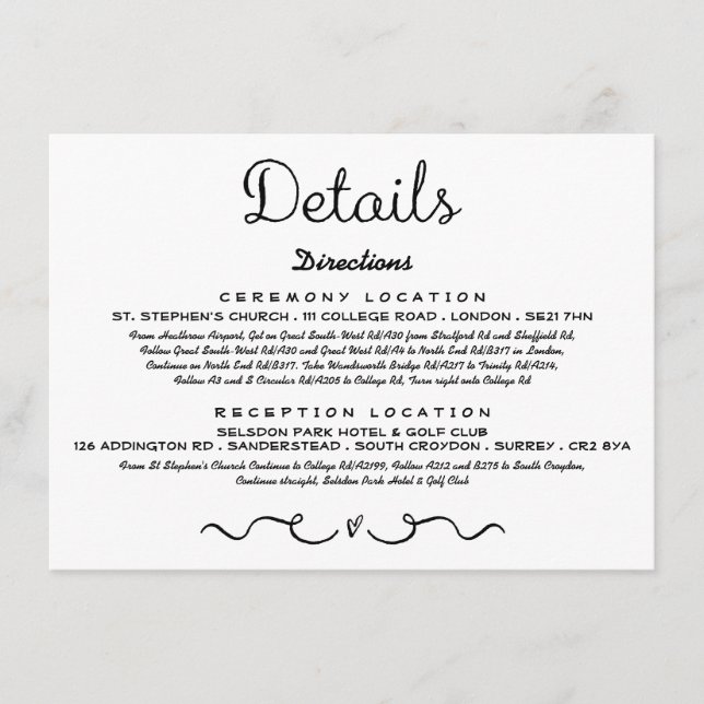 Einsteckkarte für Hochzeitdetails | Modernes Schwa Begleitkarte (Vorderseite)