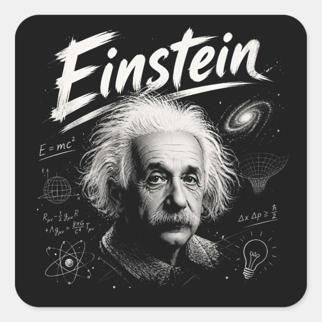 Einstein 2 quadratischer aufkleber (Vorderseite)