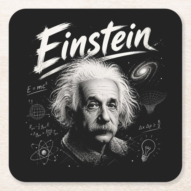 Einstein 2  rechteckiger pappuntersetzer (Vorderseite)