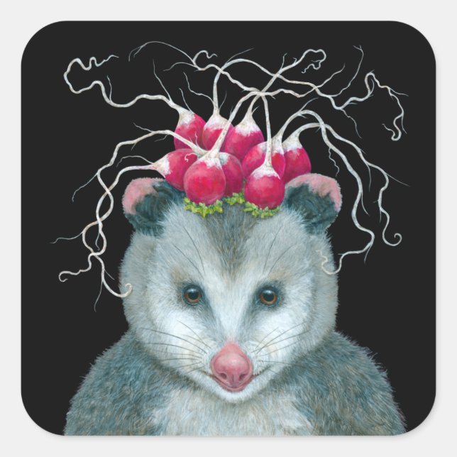 Einstein die Opossum-Aufkleber Quadratischer Aufkleber (Vorderseite)