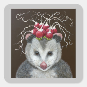 Einstein die Opossum-Aufkleber Quadratischer Aufkleber