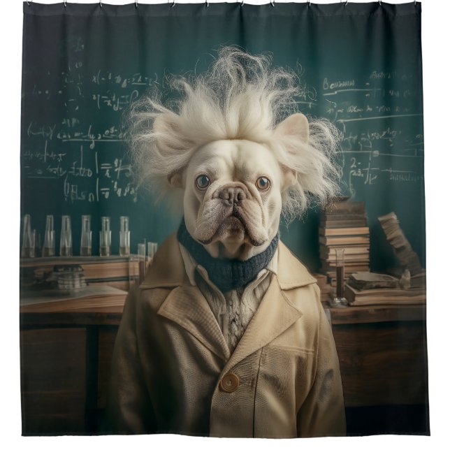 Einstein Pup im Labrador Coat Duschvorhang (Vorderseite)