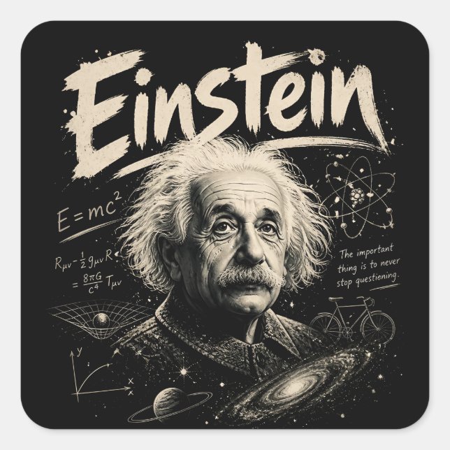 Einstein Quadratischer Aufkleber (Vorderseite)