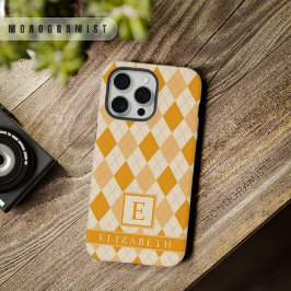 Einstellbare Blassgelb Orange Farbe Argyle iPhone 15 Pro Max Hülle
