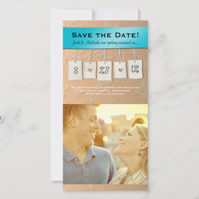Einstellbare Farbe: DIY Save the Date Foto Cards (Vorderseite)