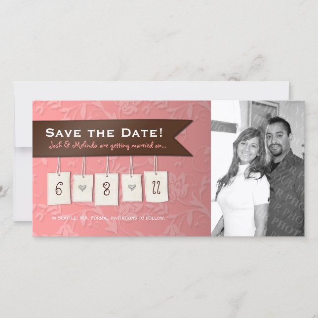 Einstellbare Farbe: DIY Save the Date Foto Cards (Vorderseite)
