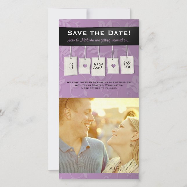 Einstellbare Farbe: DIY Save the Date Foto Cards (Vorderseite)