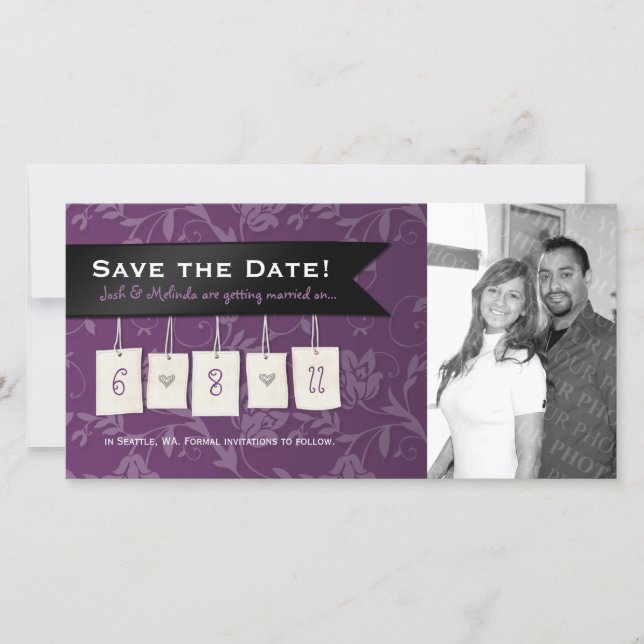 Einstellbare Farbe: DIY Save the Date Foto Cards (Vorderseite)