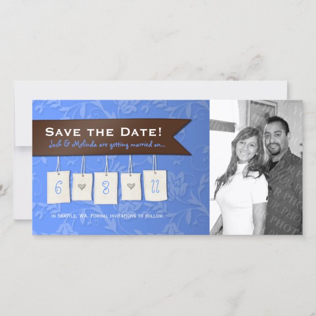 Einstellbare Farbe: DIY Save the Date Foto Cards (Vorderseite)