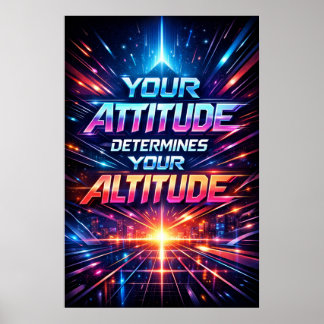 Einstellung bestimmt Höhe Neon-Typografie-Kunst Poster