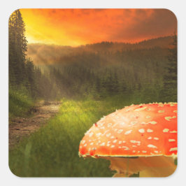 Einstellung der Herbstsonne. Quadratischer Aufkleber