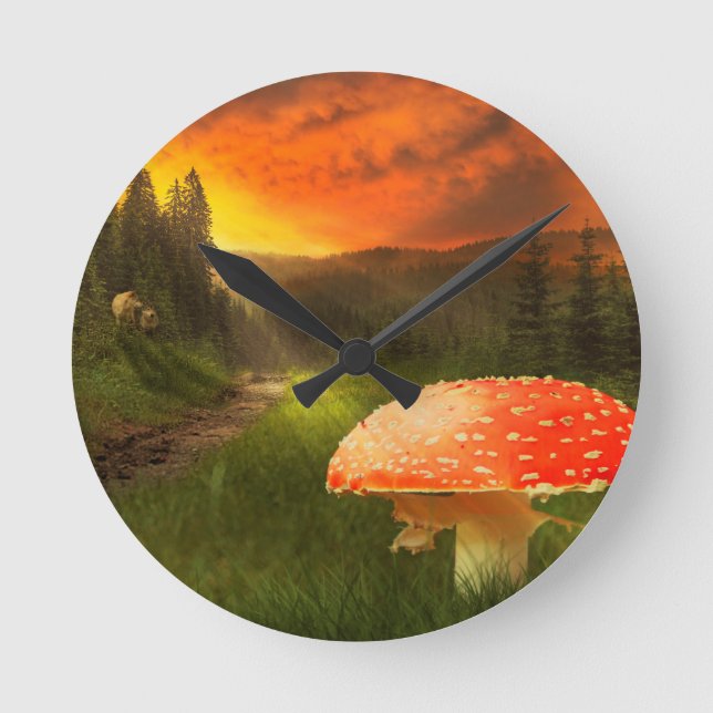 Einstellung der Herbstsonne. Runde Wanduhr (Vorderseite)