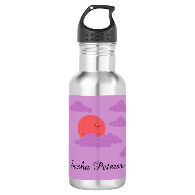 Einstellung der Sonne mit Lila Wolken: Edelstahlflasche (Vorderseite)