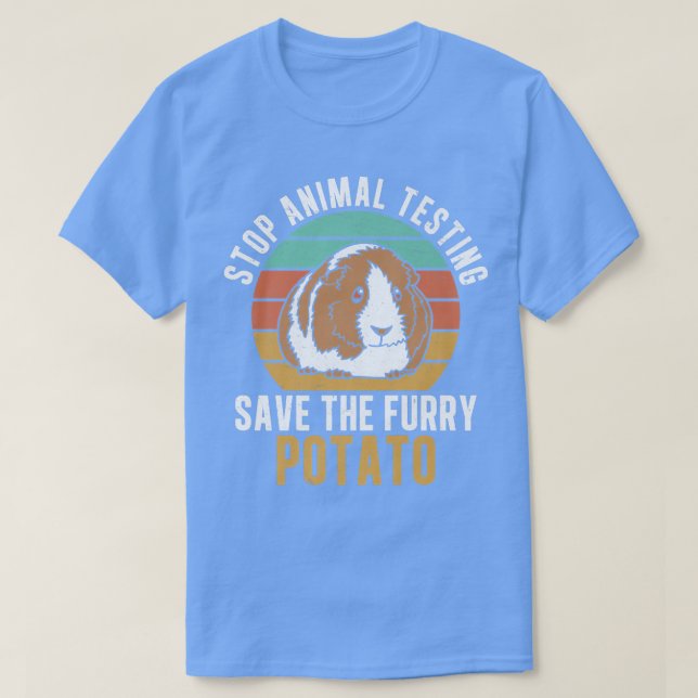 Einstellung der Tierversuche auf Funny Furry Potat T-Shirt (Design vorne)