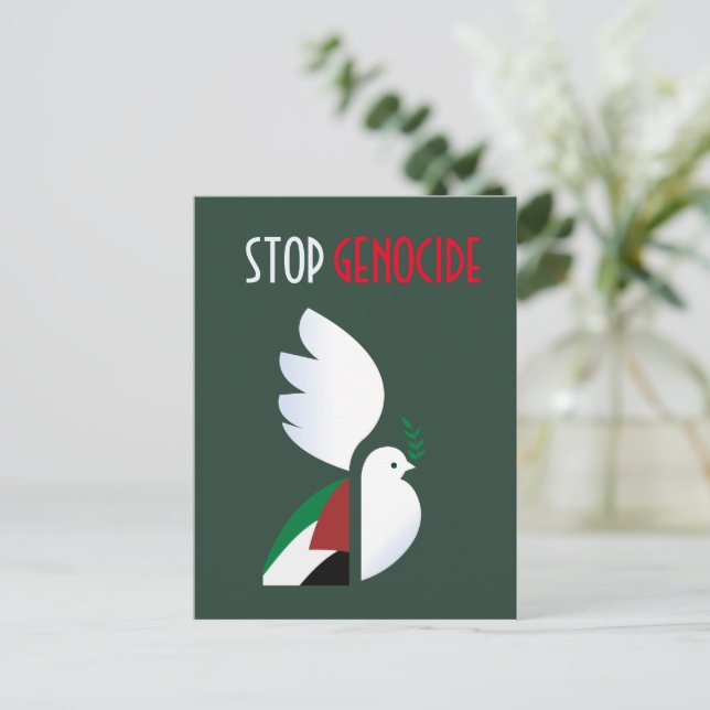 Einstellung des Völkermordes - Freie Palästina-Pos Postkarte (Stehend Vorderseite)