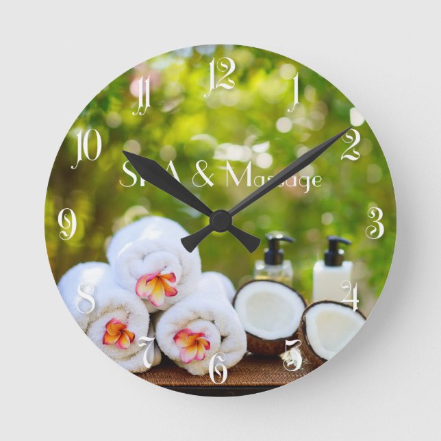 Einstellung des Wellness-Centers Runde Wanduhr (Vorderseite)