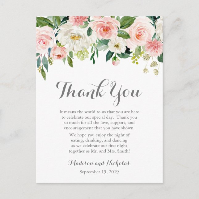 Einstellung Pink und Weiß Blume Platz Dankeschön K Postkarte (Vorderseite)