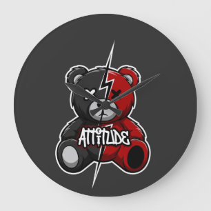 Einstellung Split Bär   Blitz X-Augen Teddy Graph Große Wanduhr