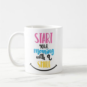 Einstellung Zitat Motivierend Glückliches Gesicht Kaffeetasse