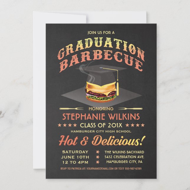 Einstufungen | GRILLEN Party Chalkboard Einladung (Vorderseite)