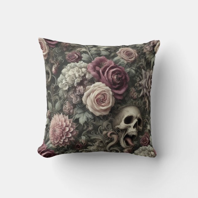Eintauchen in die Rose - gotisches Blumenkissen Kissen (Vorderseite)