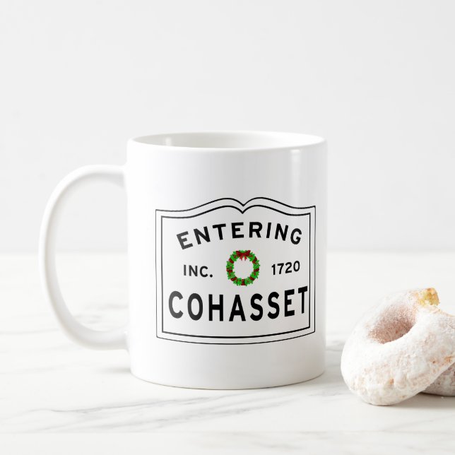 Eintritt in COHASSET MASSACHUSETTS Weihnachtsschre Kaffeetasse (Mit Donut)