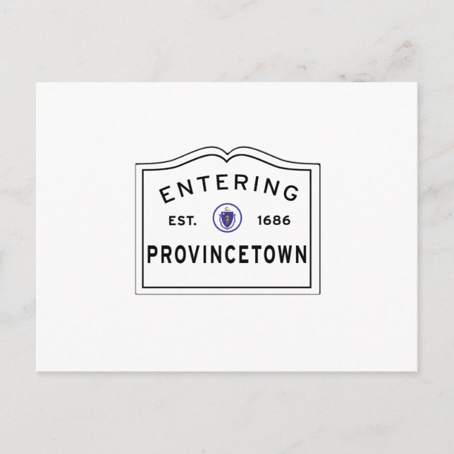 Eintritt in das MA Town-Zeichen von Provincetown Postkarte (Vorderseite)