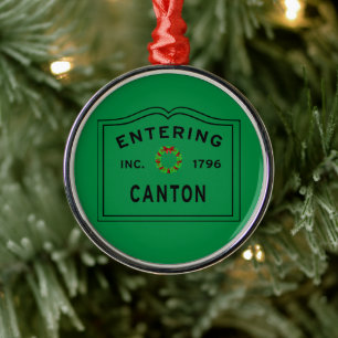 Eintritt in den Kanton Massachusetts Weihnachts-Ke Ornament Aus Metall