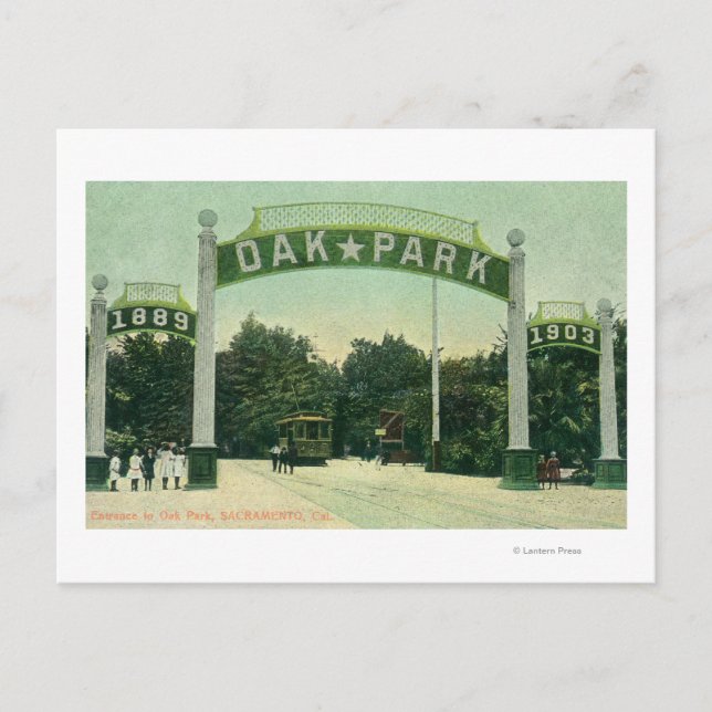 Eintritt in den Oak Park View Postkarte (Vorderseite)