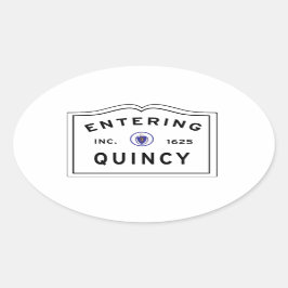 Eintritt in die Stadt Quincy Massachusetts Ovaler Aufkleber