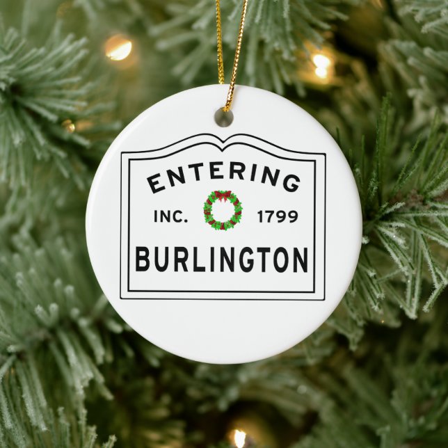 Eintritt in Massachusetts Town Burlington Keramik Ornament (Baum)