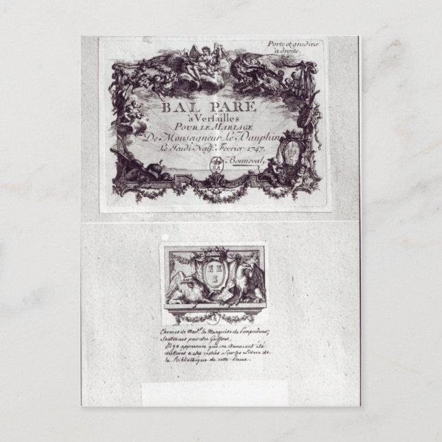 Eintrittskarte für den Ball in Versailles Postkarte (Vorderseite)