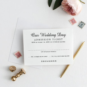 Eintrittskarte für den Film Schwarz-Weiß-Hochzeit RSVP Karte