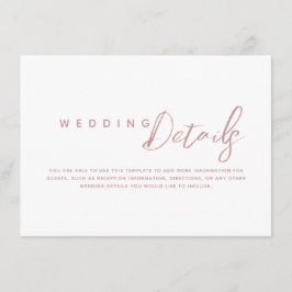Eintrittskarte für Minimalistische Hochzeitdetails Begleitkarte