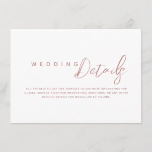 Eintrittskarte für Minimalistische Hochzeitdetails Begleitkarte