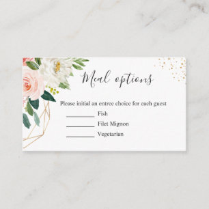 Eintrittskarte zum eleganten Blush-Floral-Essen Begleitkarte