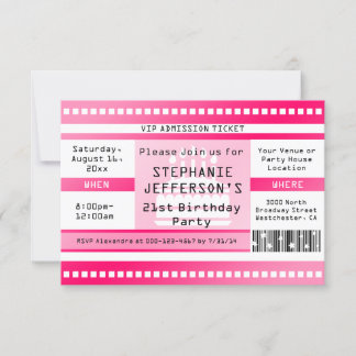 Eintrittskarte zum Geburtstag von Rosa Einladung