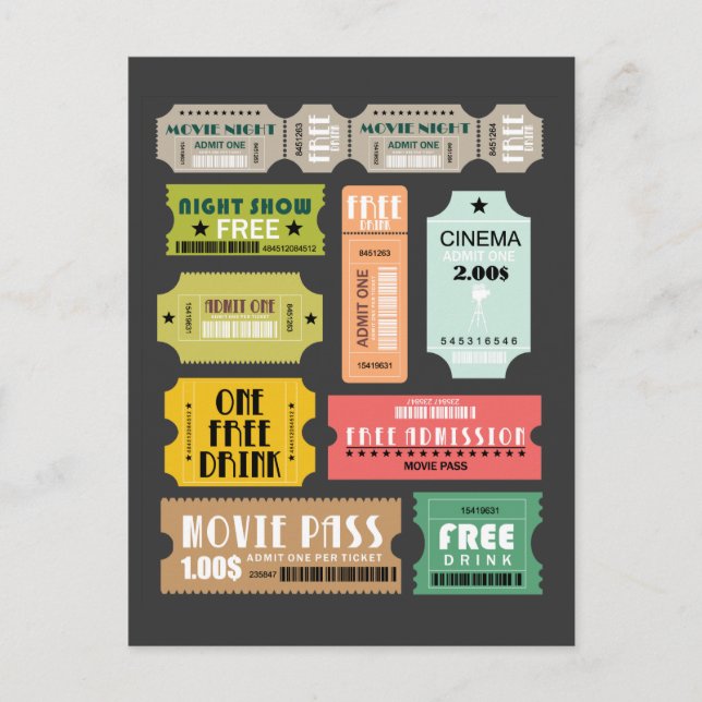 Eintrittskarten für Filme Postkarte (Vorderseite)